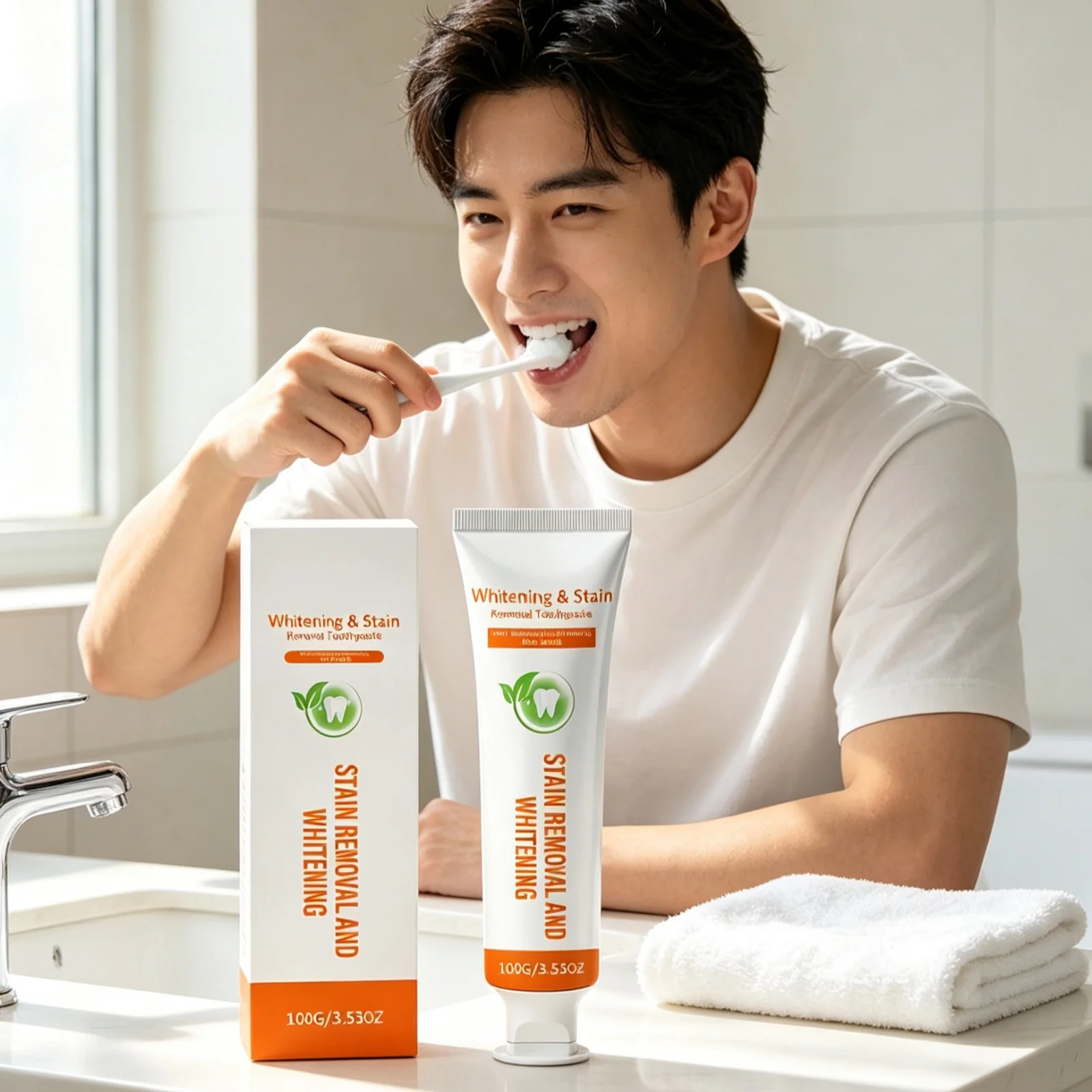 Whitening Toothpaste Deep Cleaning Oral Cavity Remove Surface Stains Long Lasting Fresh Breath Teeth Brightening Toothpaste 100g
