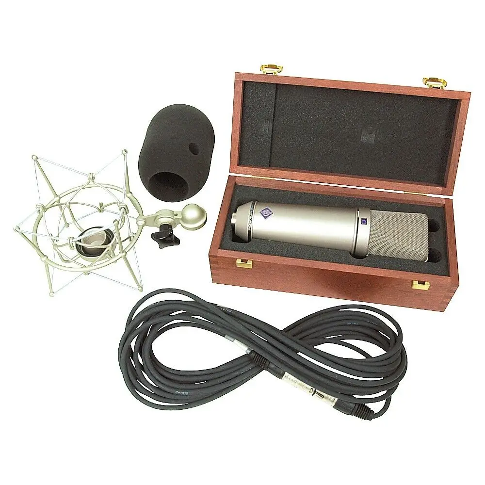 Newest Sales For Neumann U87Ai Studio Set Mic Nickel Microphone w/Box EA87 Shockmount & Screen Free Shipping