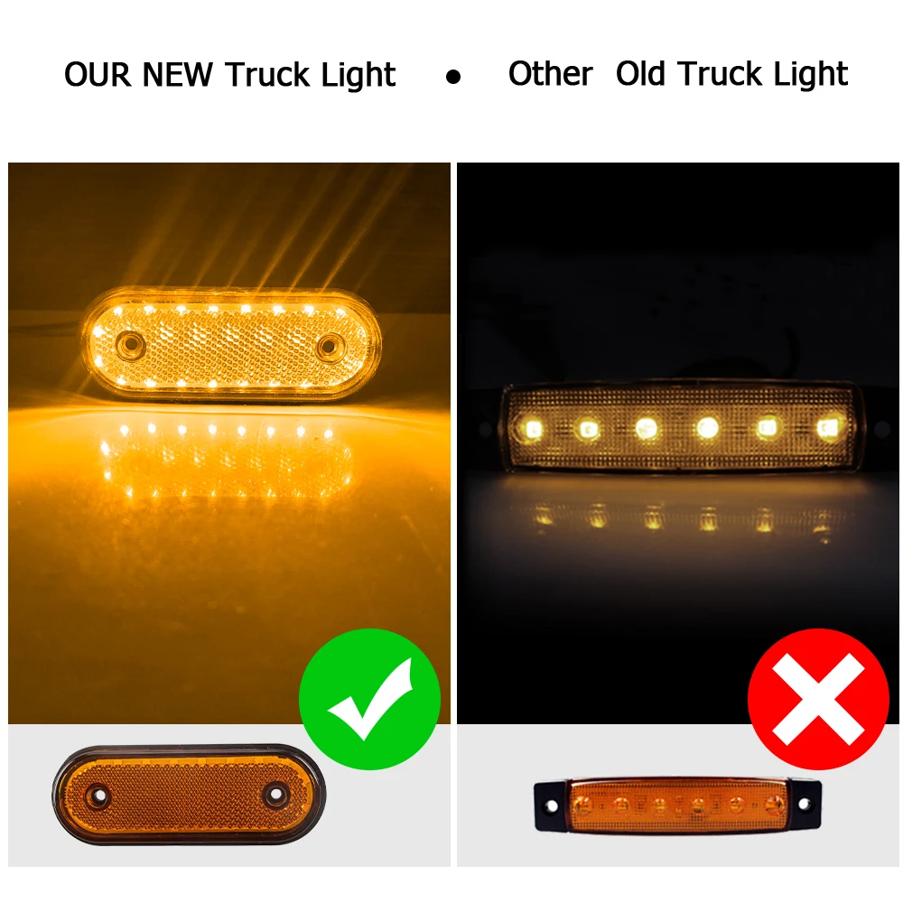 2pcs 20 LED Side Marker Light 24V Clearance Lamp Caravan Car 12V Indicator Tail Light Truck RV Trailer Lorry Pickup Boat