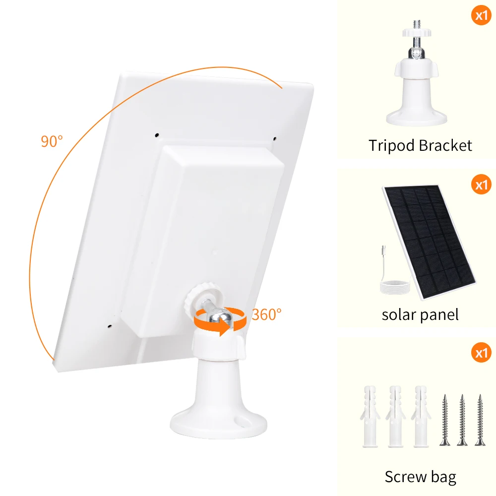 Imagem -03 - Painel Solar para Alimentação Usb tipo c Carregador de Câmera de Segurança Externa Bateria Embutida 3.7v Suporte Ajustável 360 ° Cctv D306