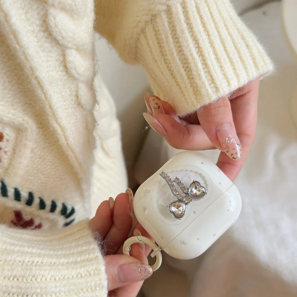 

Sweet hollow love rabbit dot diamond bow protective case, suitable for AirPods 4/3/2Pro/2/3, new shockproof protective case