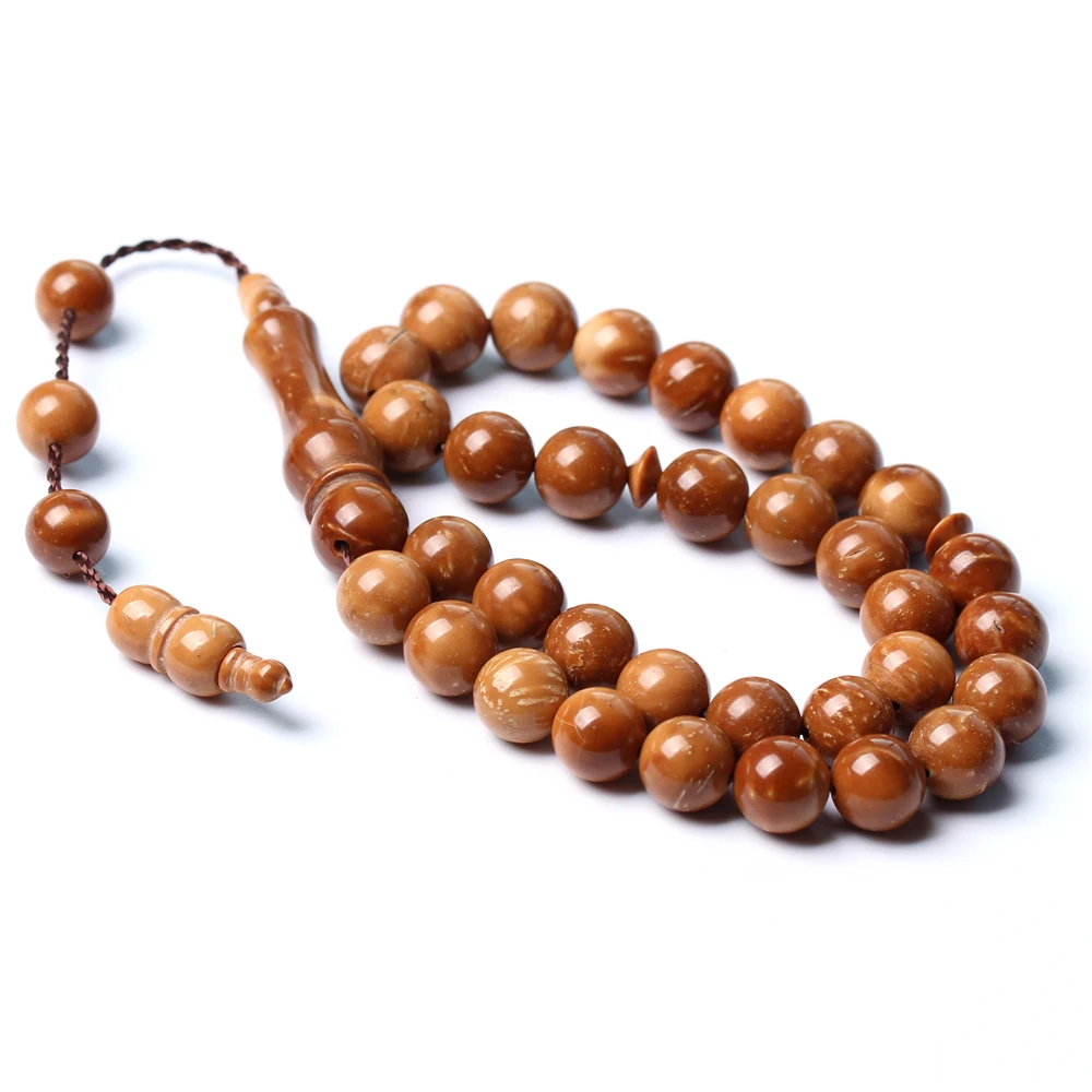 Natural Wood  Kuka Tasbih 9mm 33 beads Man\'s Misbaha Muslim prayer beads Pocket Islam Rosary