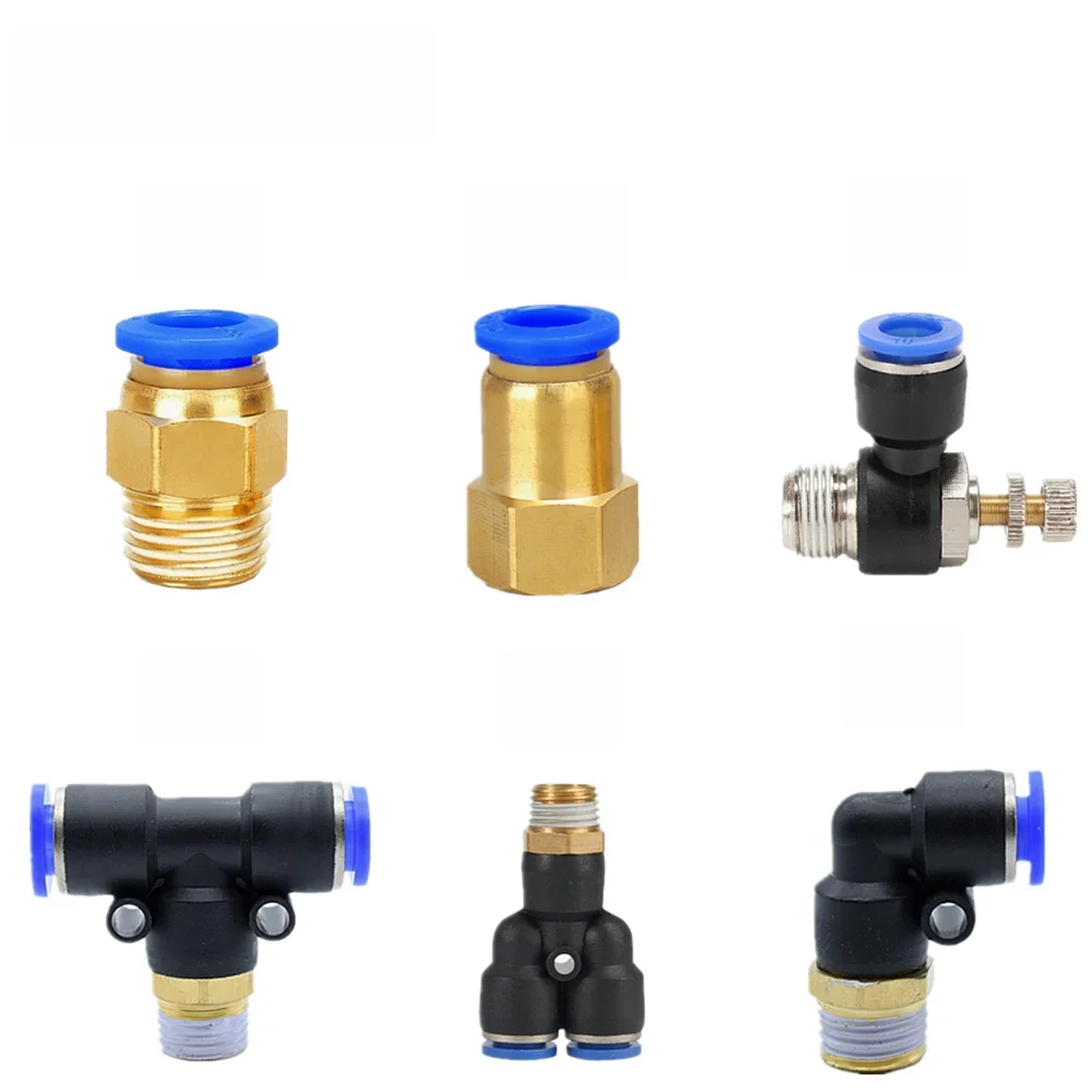 Raccord de connecteur d'air pneumatique PC/PCF/SL/PB/PX/PL 10mm 12mm 14mm 16 filetage M5 3/4 "1 raccords de tuyaux à 2 voies connecteurs rapides de tuyaux