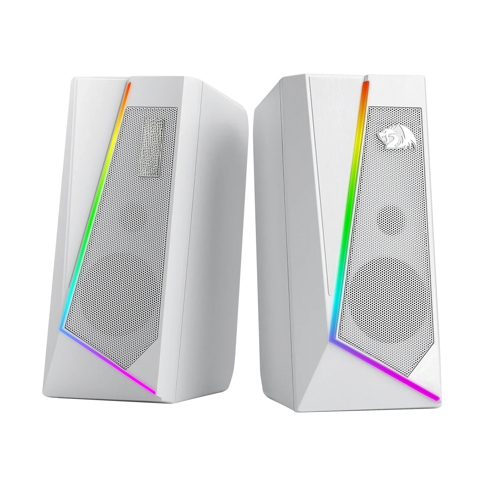 Altavoces de escritorio Redragon GS520 RGB, altavoz estéreo para PC de 2,0 canales con 6 modos LED coloridos, sonido mejorado, blanco/rosa
