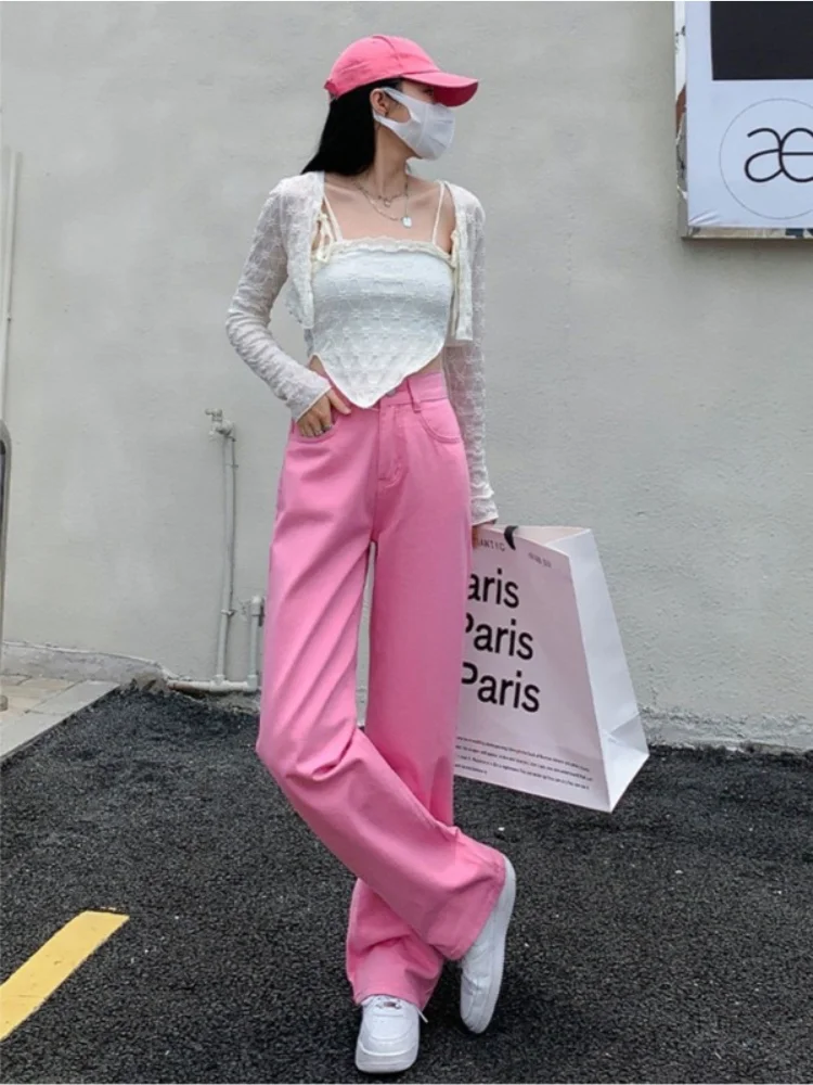 MONNEI Calça Sarja Wide leg Cintura elástica