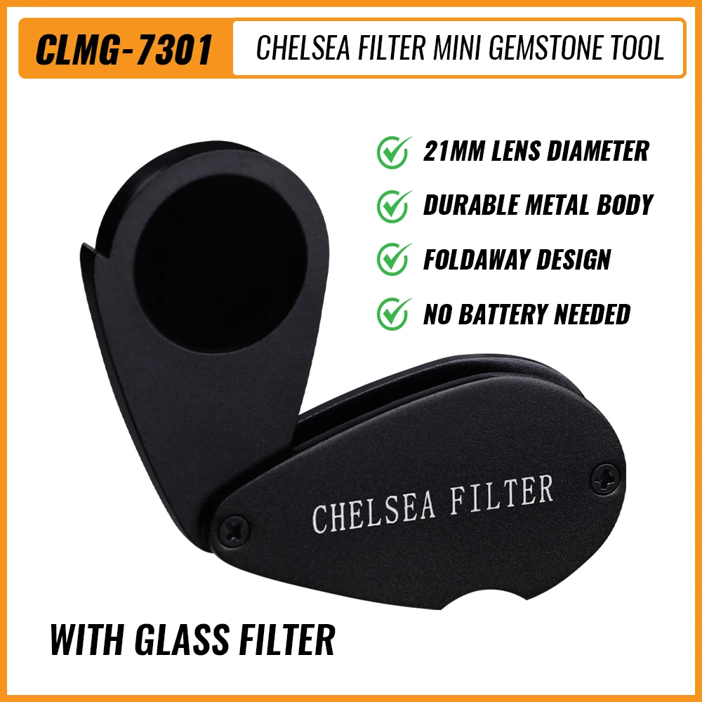 Nouveau Filtre Chelsea noir 21mm de diamètre de lentille, Mini outil de pierres précieuses avec filtre en verre, conception pliable, robuste