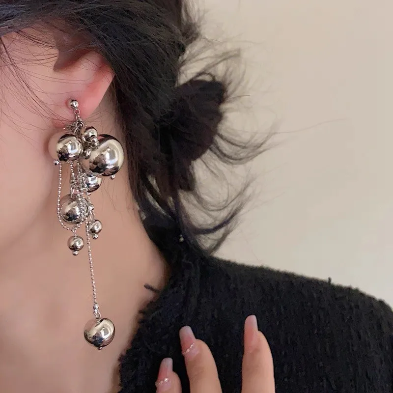 

Luxury Metallic Drop Earrings – Bold Statement Ball Cluster Dangle for Women