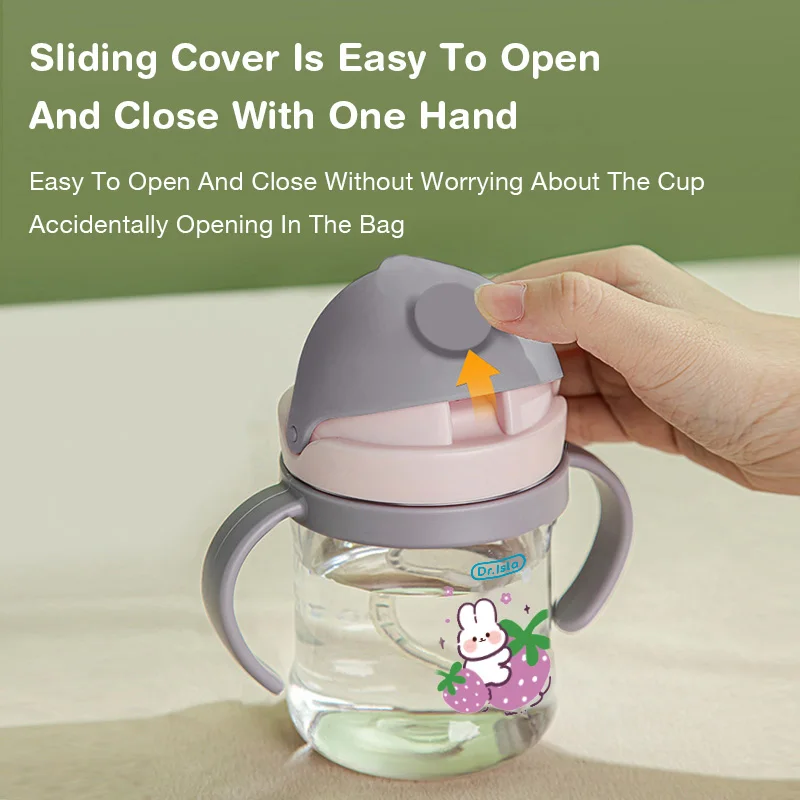 Dr.isla Baby Bottles Drinking Cup Feeding Bottle with Straw Gravity Ball Wide-Caliber Kids Drinking Milk Water Dual-Use Bottle