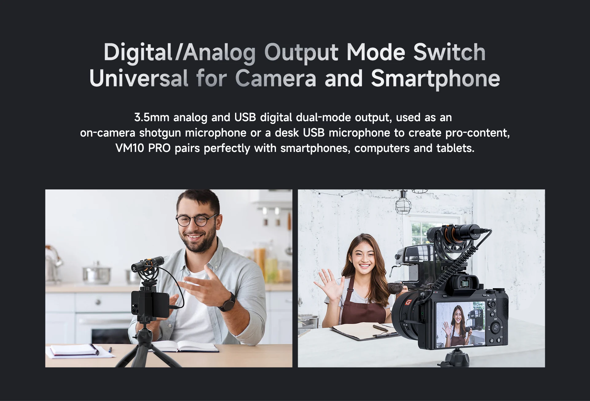 COMICA VM10 PRO Richtmikrofon mit Kardioidcharakteristik und Schwingungsdämpfer für Android, iPhone, DSLR-Kameras, GoPro und DJI Action 3. – Detail 5