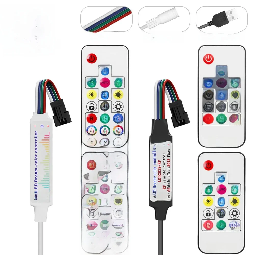 WS2813 WS2815 Led Pixels Strip Light Controller 14/21Keys RF 17Keys Music MINI Led Tape Remote Controller USB5V/DC5-24V — zdjęcie 2