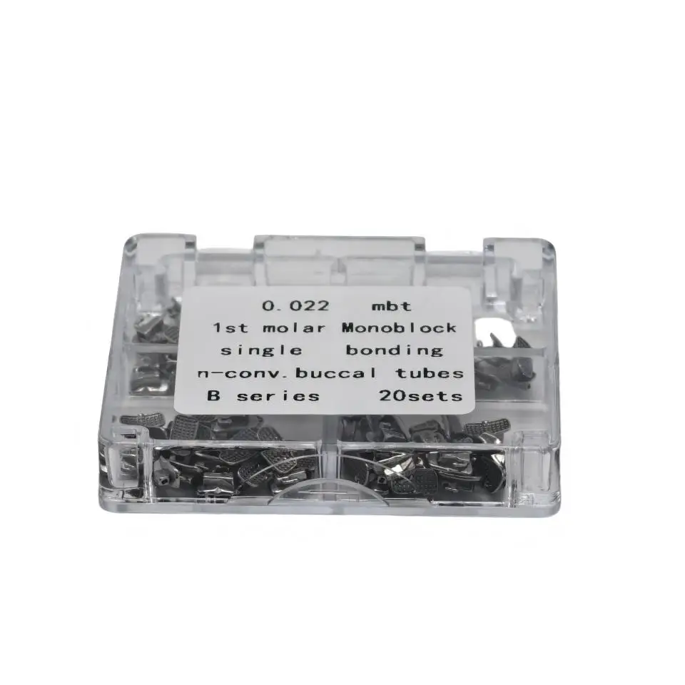 20 Sets Dental Orthodontic Bondable Buccal Tubes 0.022 MBT 1st Molar Monoblock Non-Convertible Single Tube  Ortho Supplies