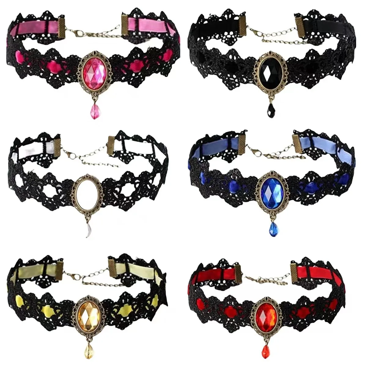 عالية الجودة المخملية سلسلة خمر 925 الفضة الأحجار الكريمة قلادة قلادة Chocker قلادة أقراط حفلة خاتم هدايا مجوهرات أنيقة