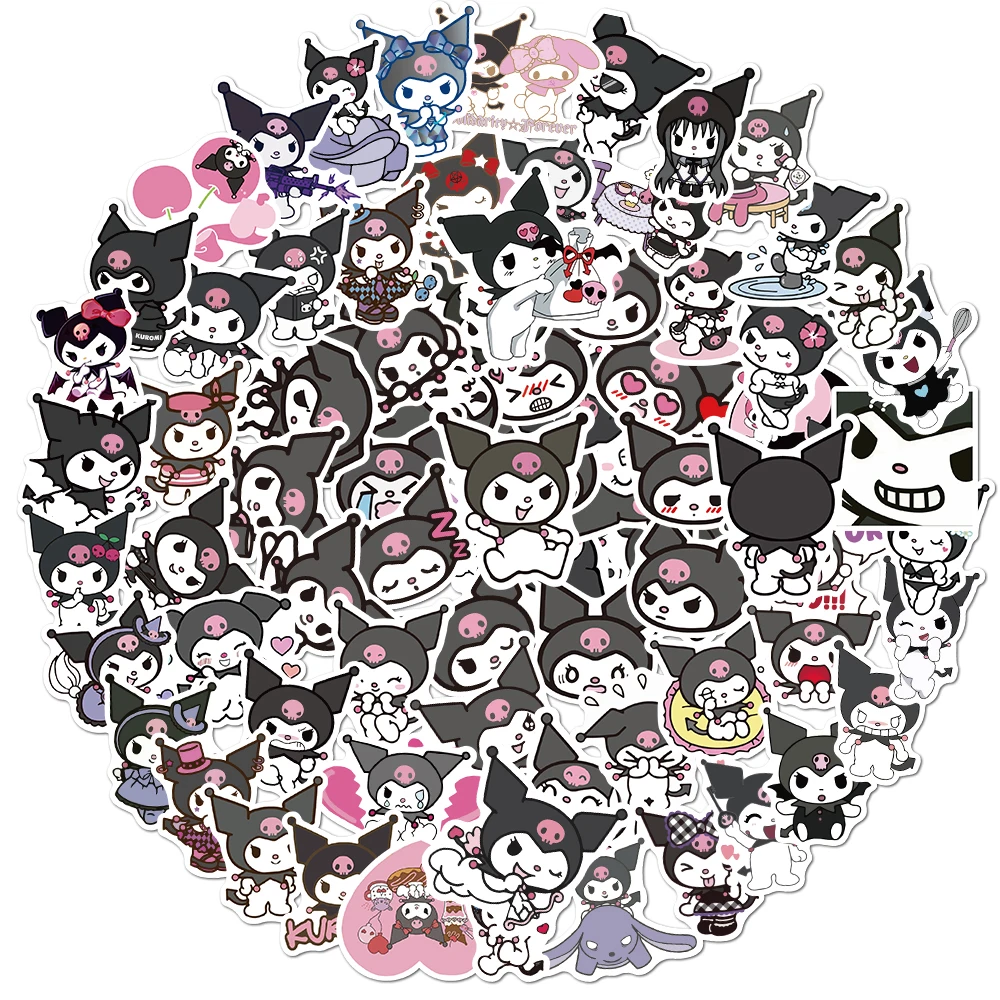 10/30/50/100PCS Kawaii Sanrio Kuromi Stickers Toy Funny Decals DIY Laptop Guitar Wall Stationary Cartoon Sticker Kids Toys Gift