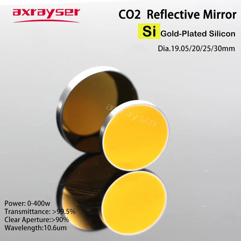 Lente Reflexiva de Silício Banhado a Ouro Laser Co2 Espelhos si para Gravador Lentes Espelhado 19.05 20 25 30 10.6um 400w