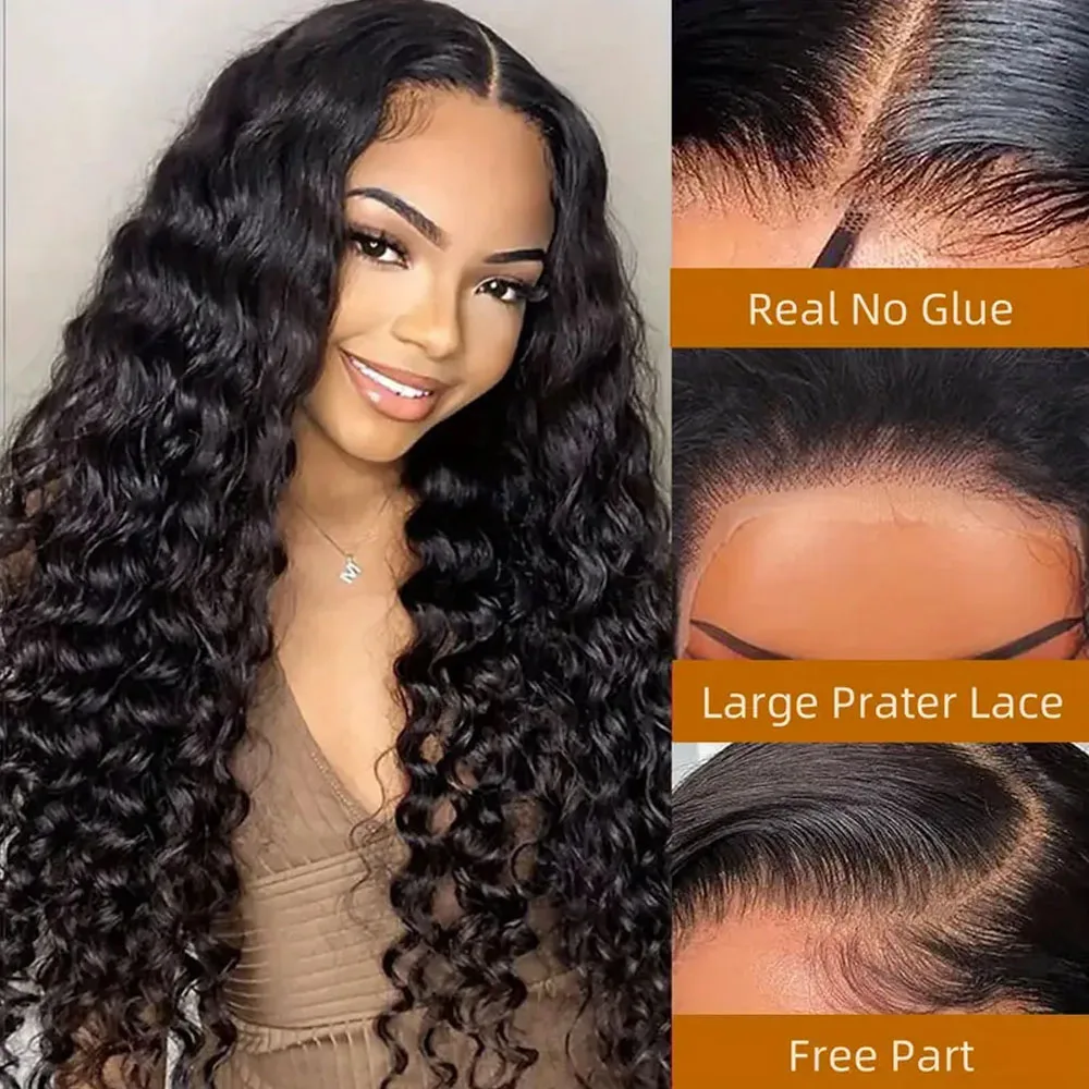 250% Density Glueless Deep Curly Wave Wig Ready To Wear 5x5 HD Lace Closure Wig Pre Cut No Glue 13x4 13x6 Human Hair Wigs Women