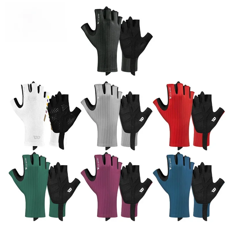 AliExpress West Biking WEST BIKING Summer Breathable Half Finger Cycling Gloves Ultralight Road Bike Racing Gloves Anti-Slip SBR Pad Cooling Sport Gear