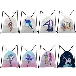 Custom Gymnastics Backpacks for Students Yoga Ballet Running Diving Print Drawstring Pocket Physical Education Pattern Shoes Bag