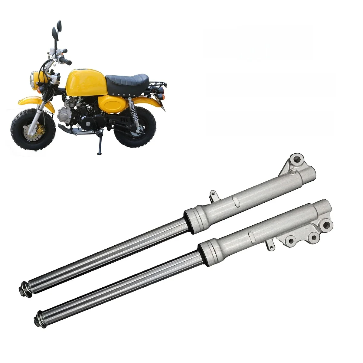 AliExpress XCMT A pair Silver 530MM Front Fork Shock Absorption 27mm For Honda Monkey Bike Mini Trail Bike Monkey DAX Z50A Z50R Z50J Z110 Z125