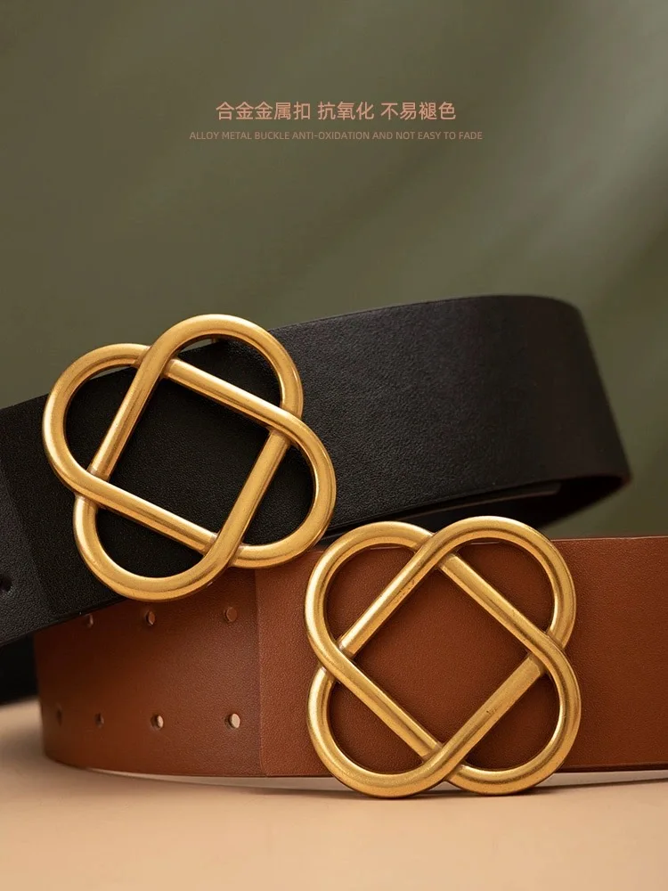 Elegant Wide Women Belt Vintage Buckle Leather Wide Fashion Wild Pin Buckle Women's Belt Waist Seal Belts