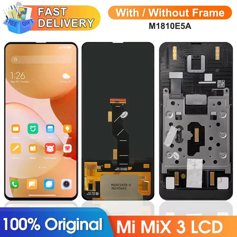 

6.39" TFT - AMOLED Screen for Xiaomi Mi Mix 3 M1810E5A Lcd Display Digital Touch Screen with Frame Assembly for Mix3 Replacement