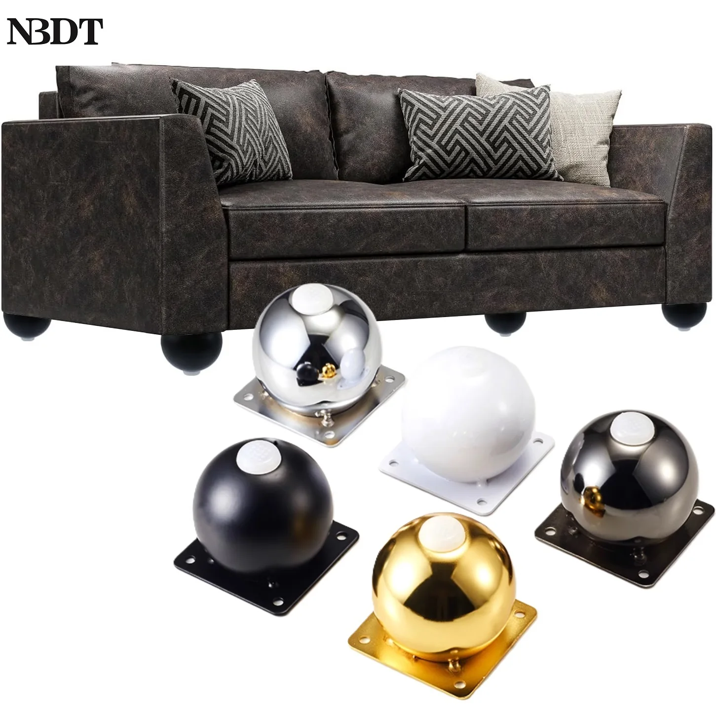 4Pcs Steel Ball Shaped Furniture Leg For Sofa Bed Cabinet Coffee Bar Table