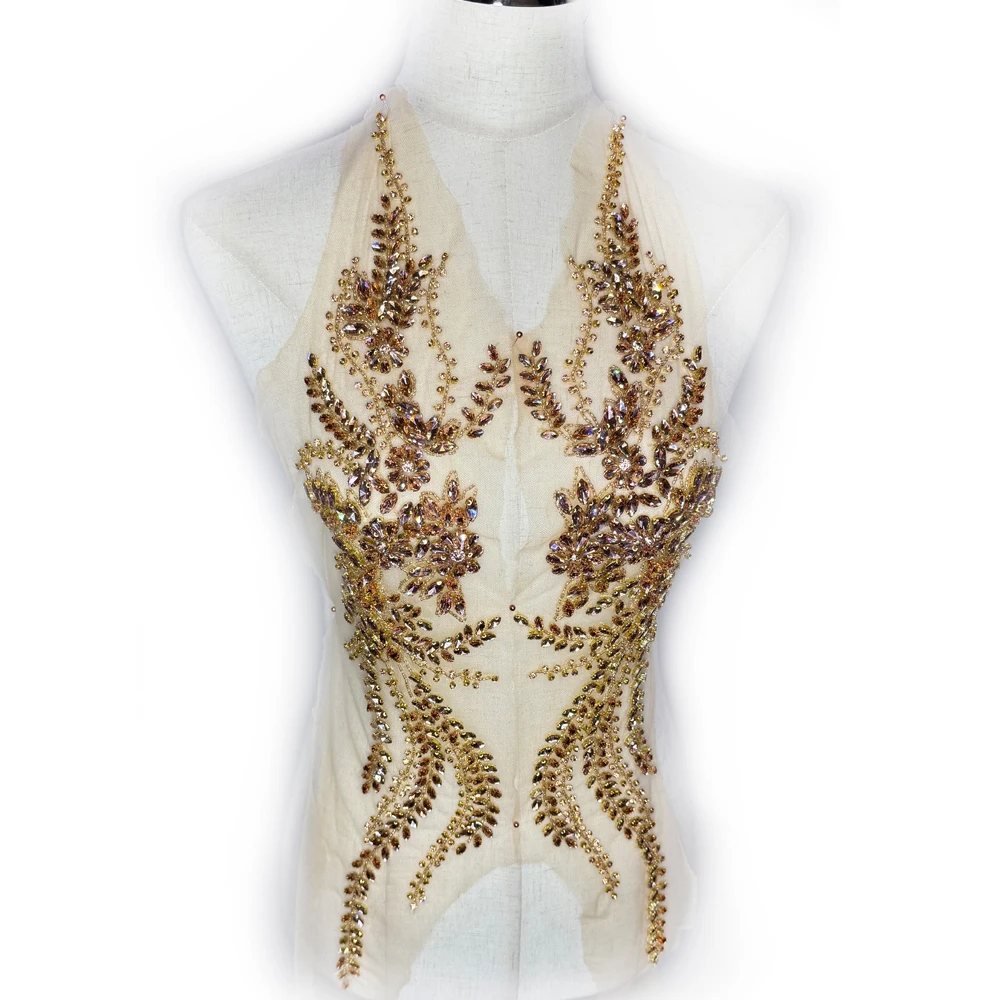 

HelluyerDc серебро, золото, шампанские стразы, аппликация из бисера, 12 см * 60 см, пришивная нашивка для одежды, обуви, листья, цветы, большие