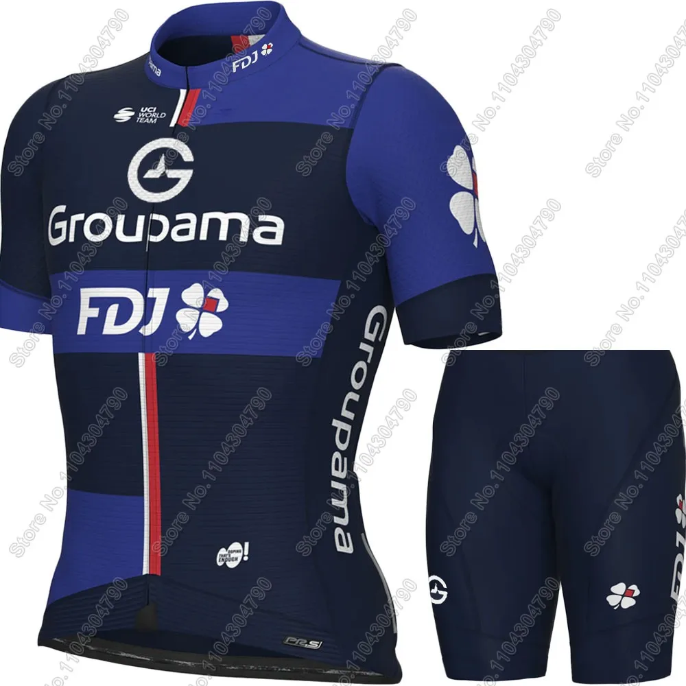 FDJ 2025 Cycling Jersey France Tour Set Short Sleeve Blue Team Clothing Men Road Bike Shirts Suit Bicycle bib Shorts MTB Maillot