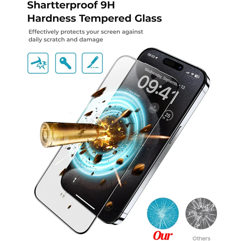 Tempered Glass For iPhone 13 14 15 16 Pro Max Screen Protector Film iPhone 11 12 13 Mini Pelicula iPhone16 Plus Glass iPhone15