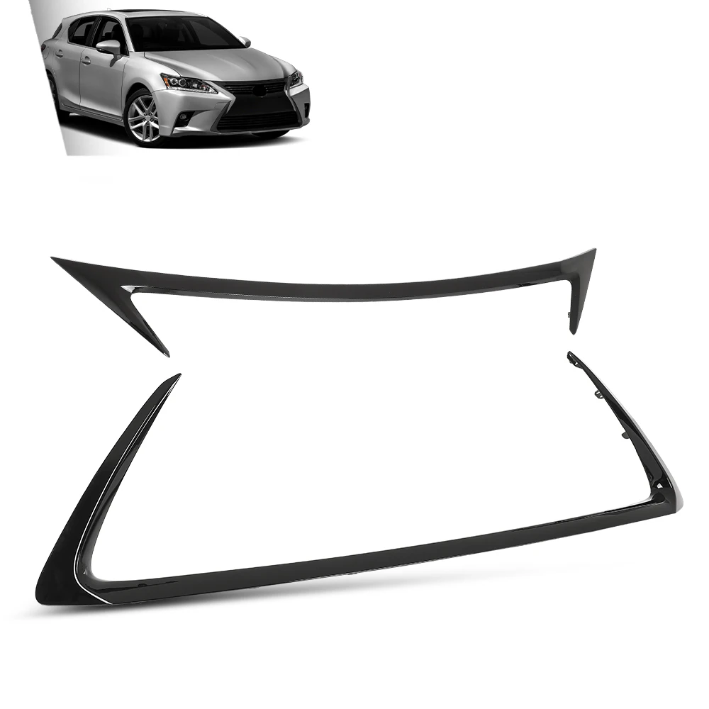 Front Grille Molding Outer Trim Gloss Set 2pcs Fit For 2014-2017 Lexus CT200H