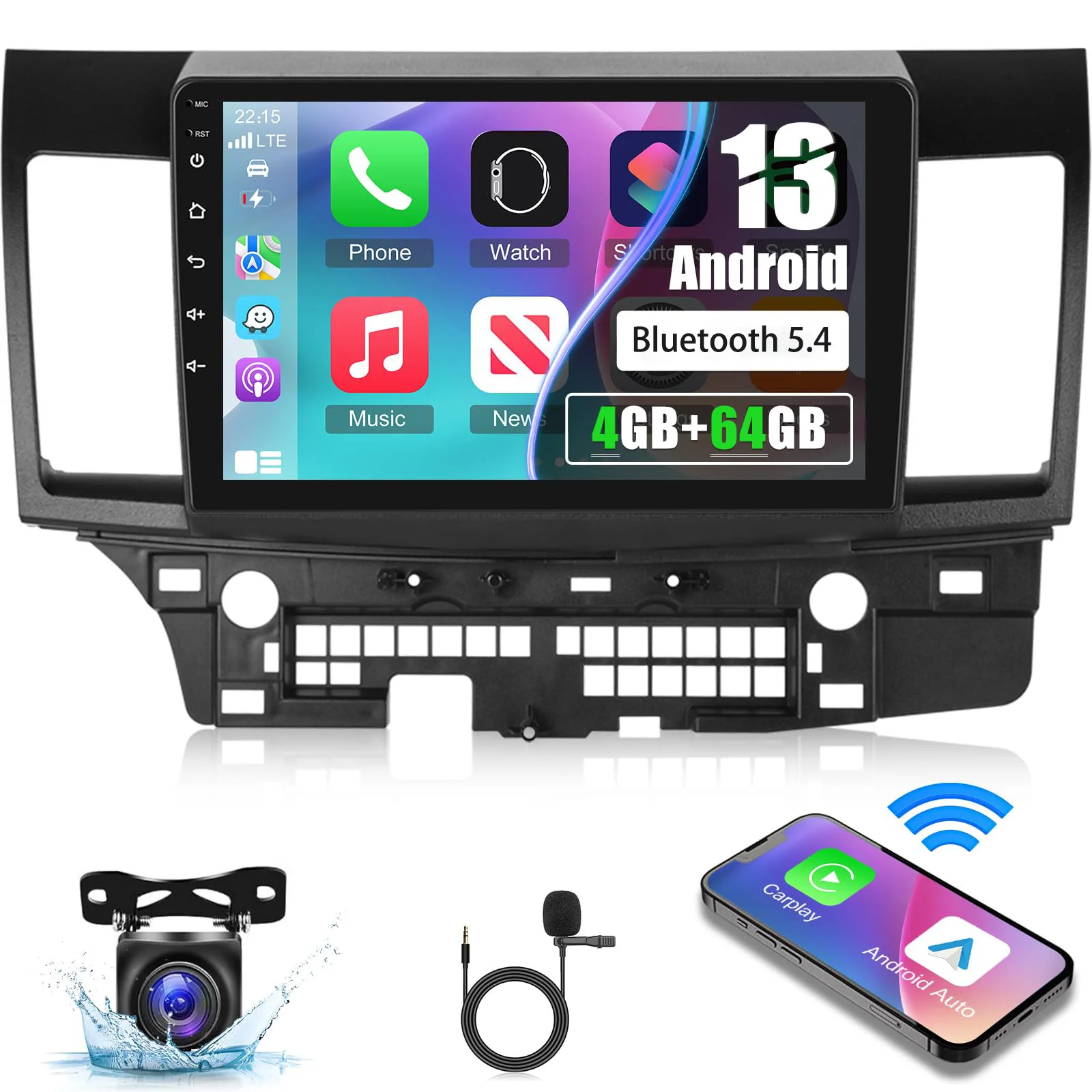 Car Radio for Mitsubishi Lancer 2008-2017 - Android 13 Touch Screen for Lancer Stereo, DSP EQ/IPS/GPS/WIFI/Carplay/Android Auto