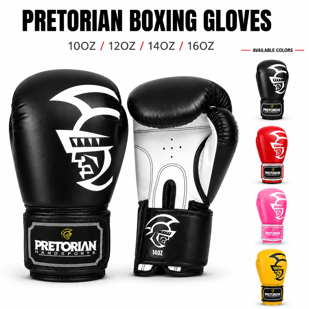 PRETORIAN Boxing Gloves 10oz 12oz 14oz 16oz PU Leather Muay Thai Kickboxing MMA Training Gloves for Sparring Heavy Bag
