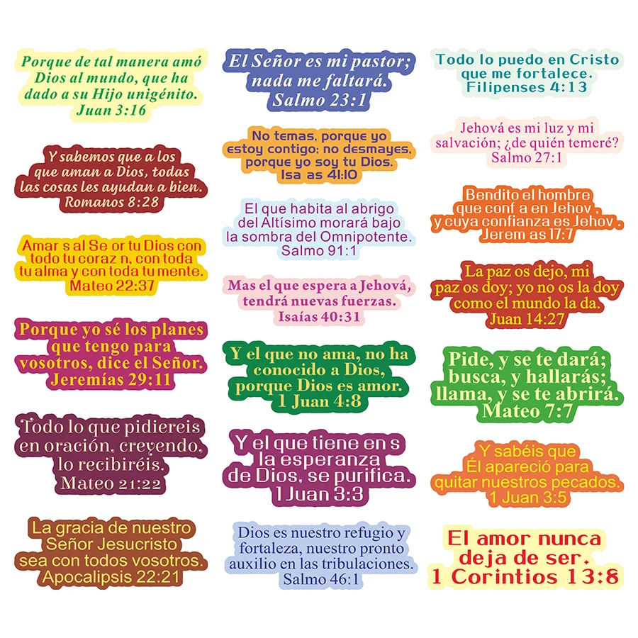200 Pcs Spanish Bible Verse Stickers – Inspirational Scripture Labels for Journals, Packaging, DIY Crafts, Home Décor & Personal