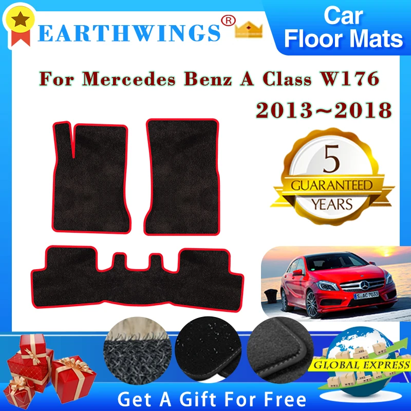 Car Floor Mats For Mercedes Benz A Class W176 2013~2018 2016 Rugs Panel Footpads Carpet Cover Cape Foot Pads Sticker Accessories