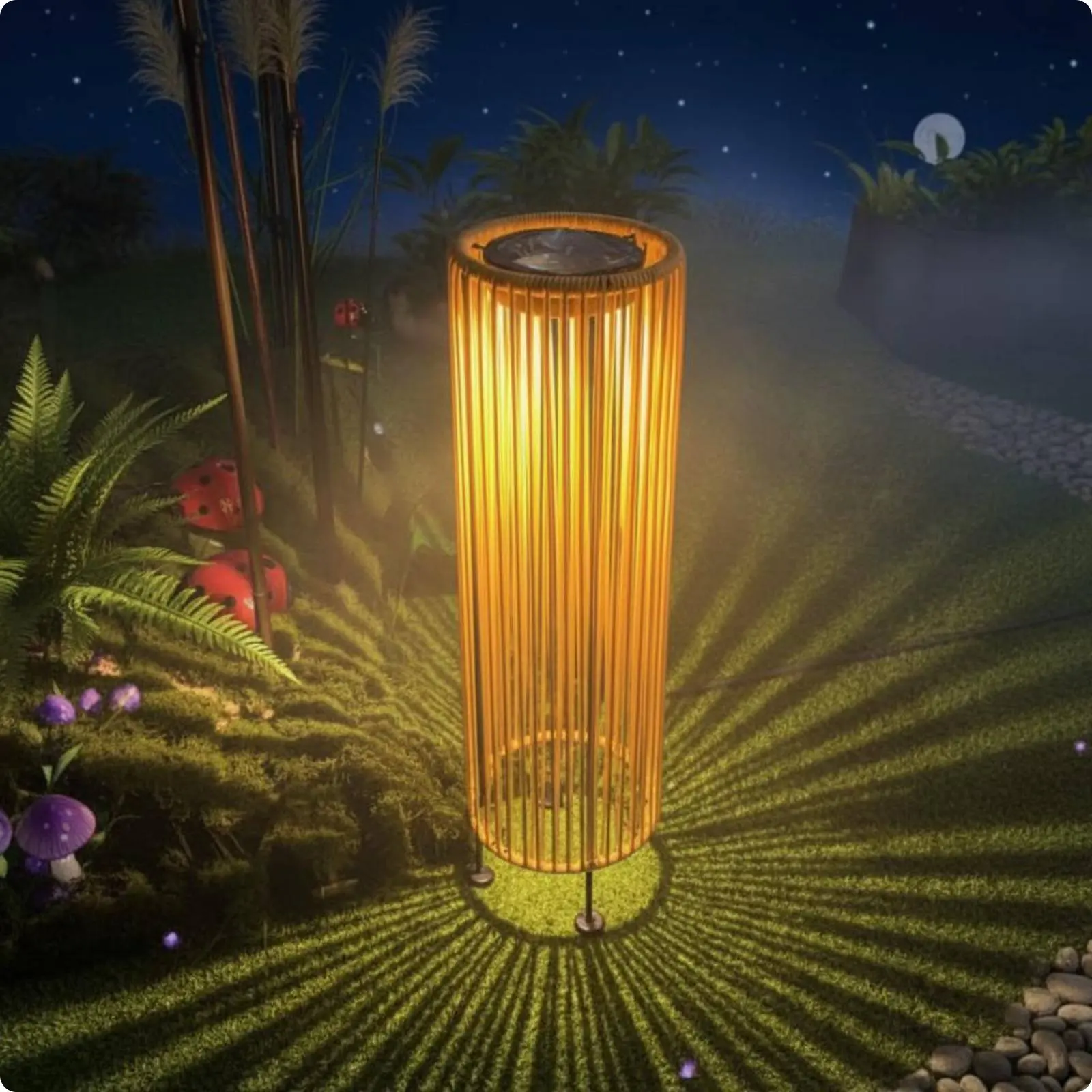 Solar Garden Lantern Rattan Style Weather Resistant Outdoor Hanging Light for Patio Yard Lawn Pathway Waterproof LED Home Decor