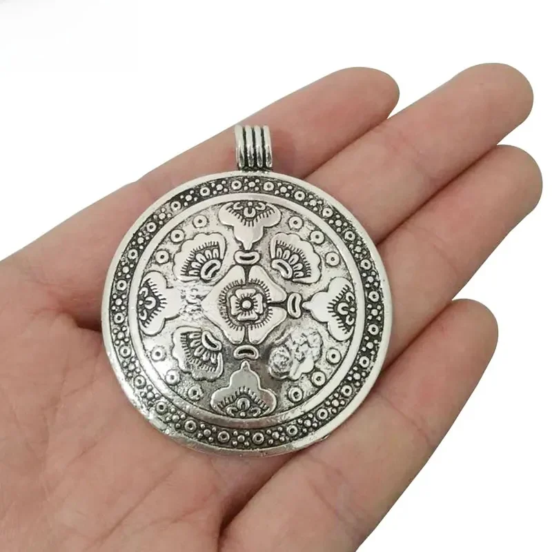 ZXZ 5 sztuk czeski Boho duży kwiat kwiatowy medalion Charms wisiorki do tworzenia biżuterii ustalenia 54x46mm — zdjęcie 2