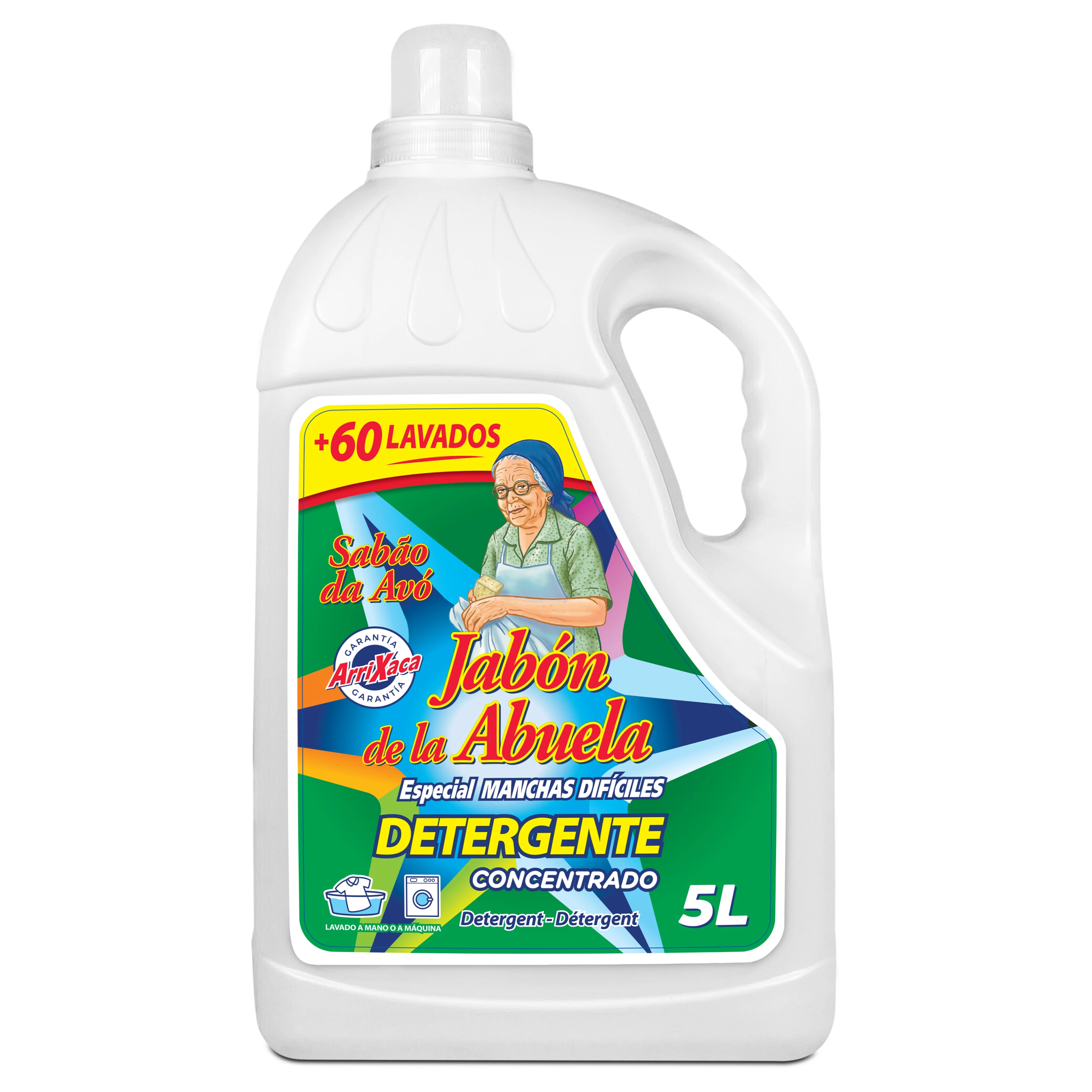 Concentrated liquid detergent for washing machine, special against difficult stains, more than 60 washes guaranteed