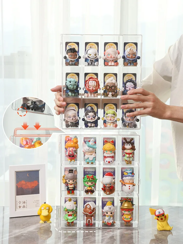 Wall Mounted Showcase Clear Acrylic Blind Box Figures Display Case Figures Display Stand Dust Proof Doll Toy Storage Box