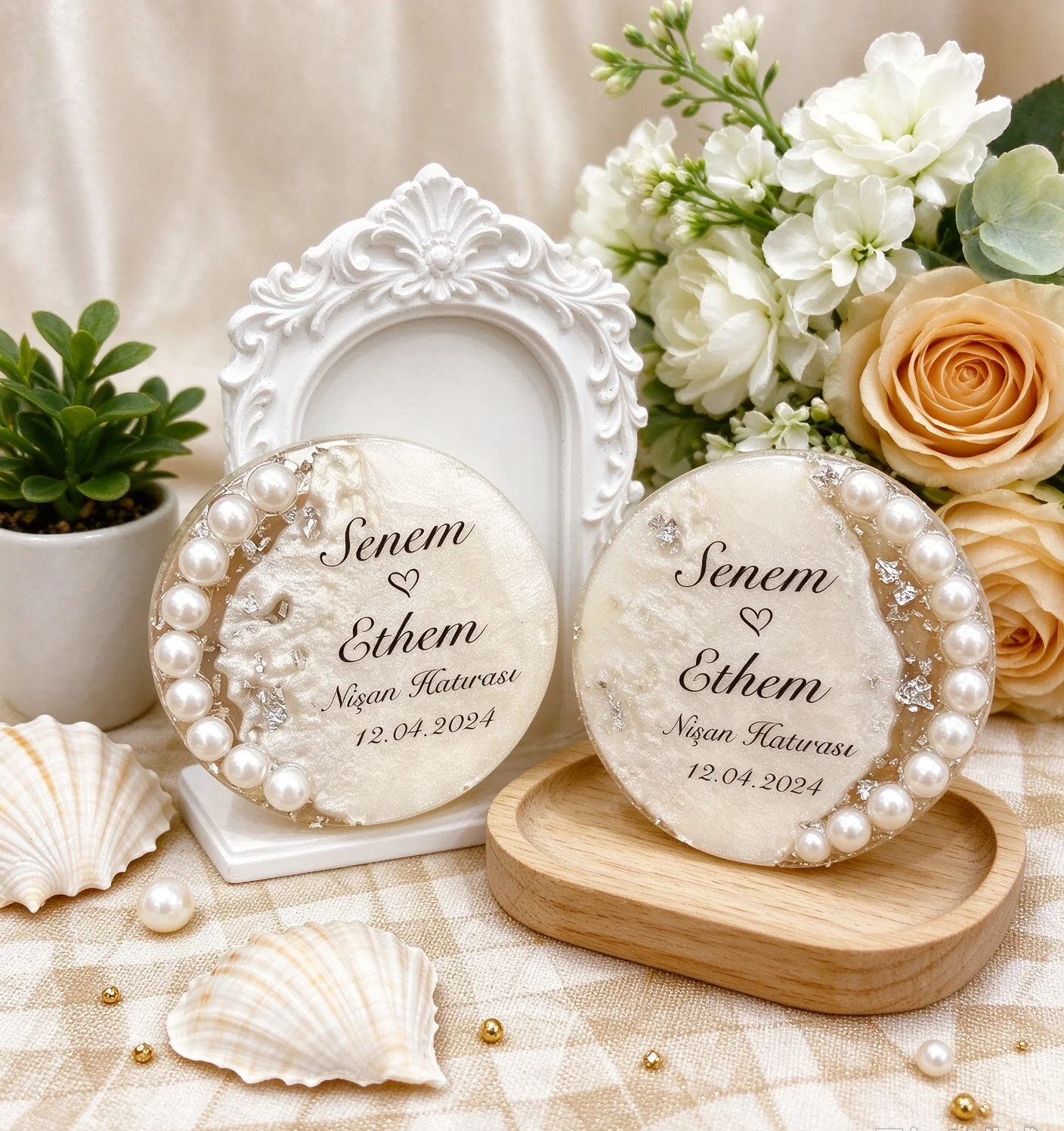 Wedding Rings Epoxy Fridge Magnet Favors, Custom Names & Date Personalized Magnets, Bulk Thank You Gifts for Wedding & Bridal