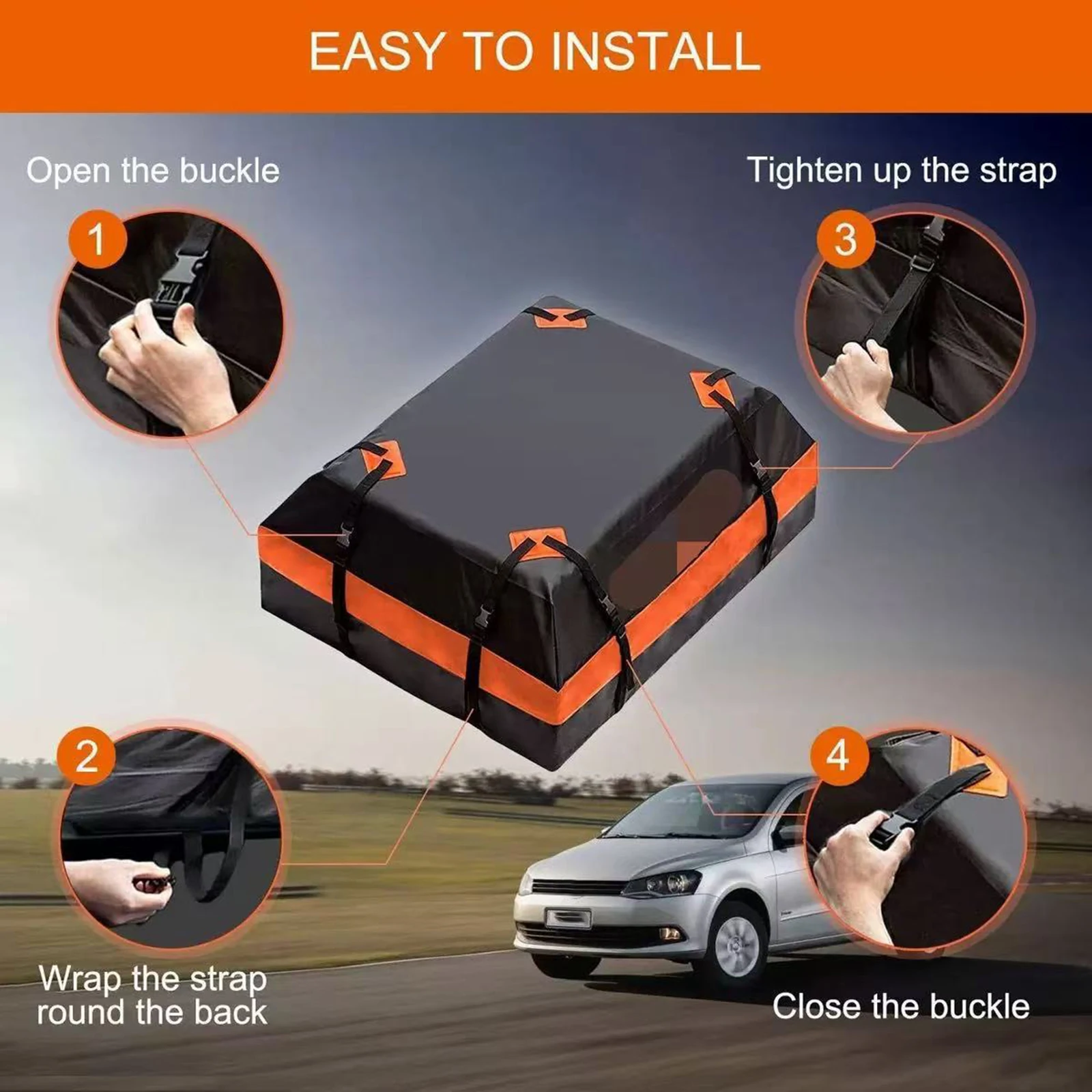 Universal Car Rooftop Cargo Carrier Bag Waterproof 420D Oxford cloth with Anti-Slip Mat Roof Top Storage Bag for SUV Truck Van C - Image 5