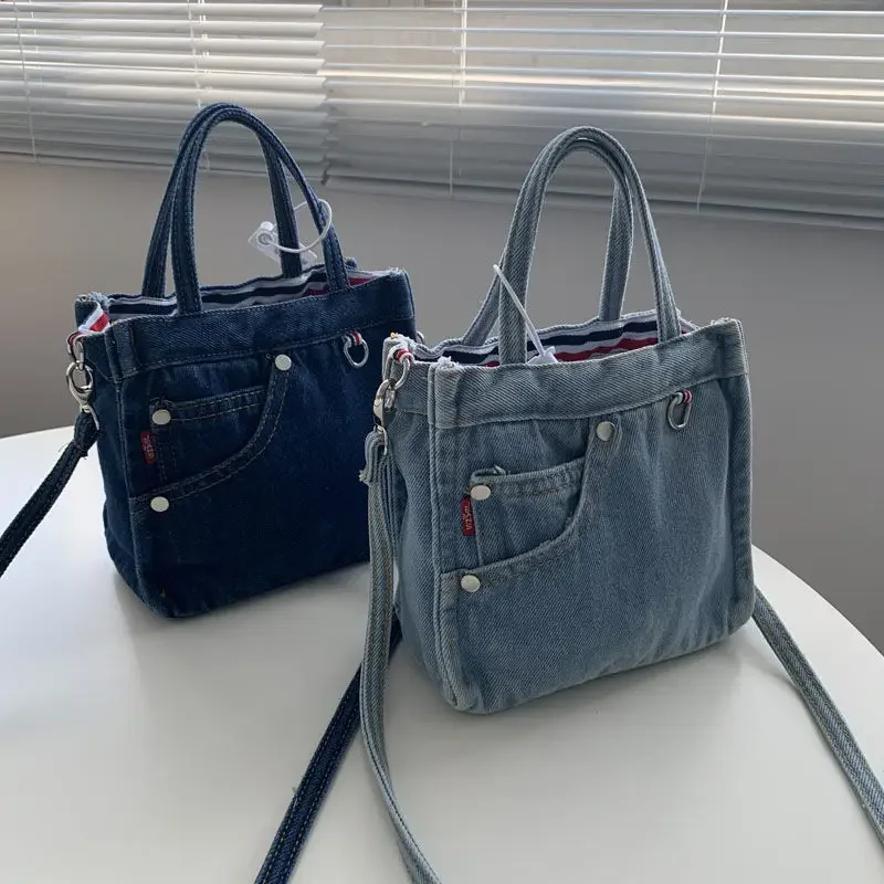 Dżinsowa torba damska tornistry płótno dorywczo miękka torba na ramię torebka torebka Street Style Girls Bag — zdjęcie 2