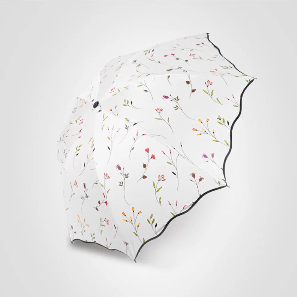 Pretty flower sun-blocking black-cut sun production 3-layer umbrella umbrella