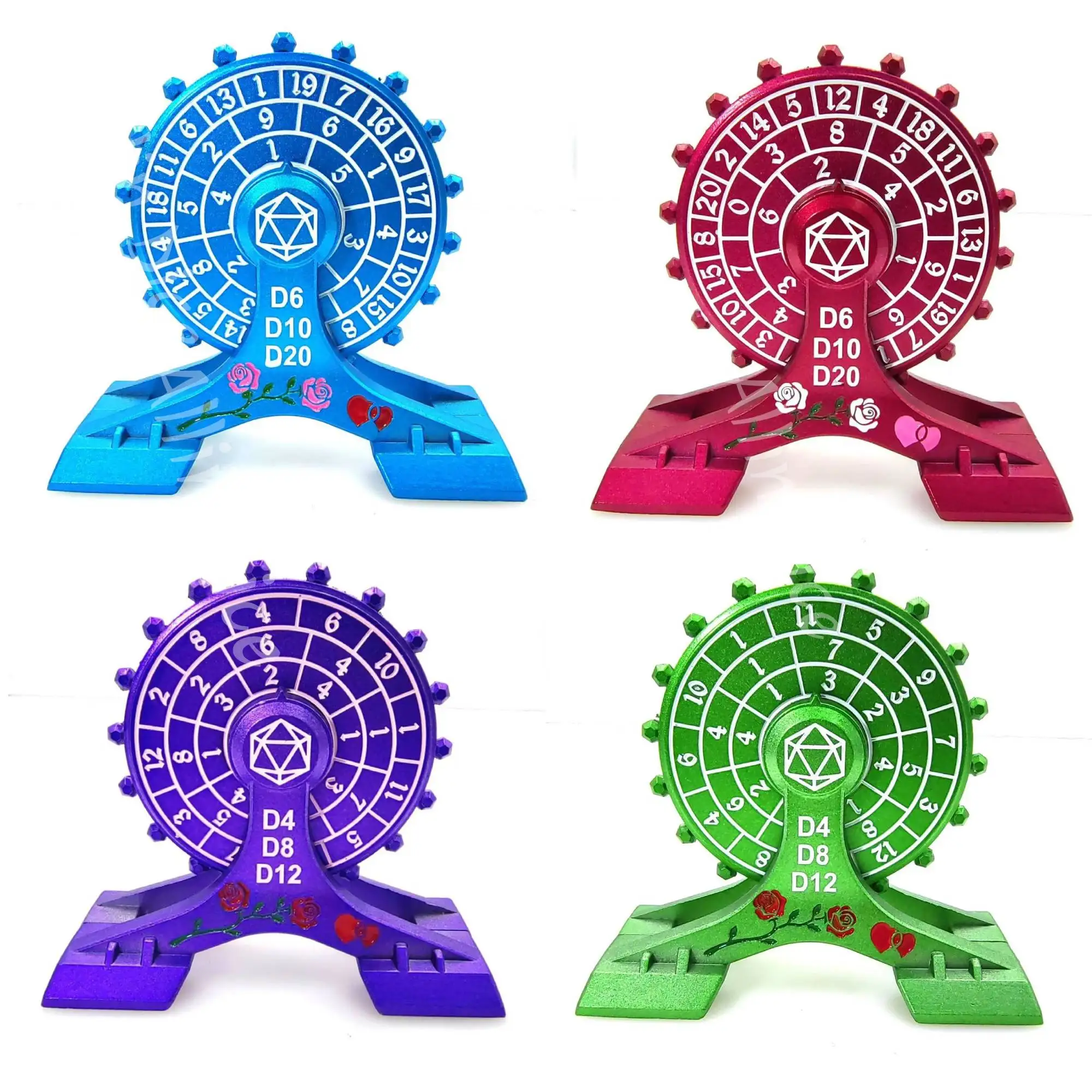 7 in 1 Creative Ferris wheel Dice Metal Roulette Dice Rose Fingertip Gyro Dice RPG DND Metal Dices Rose Rotating D&D Dice d20 D6