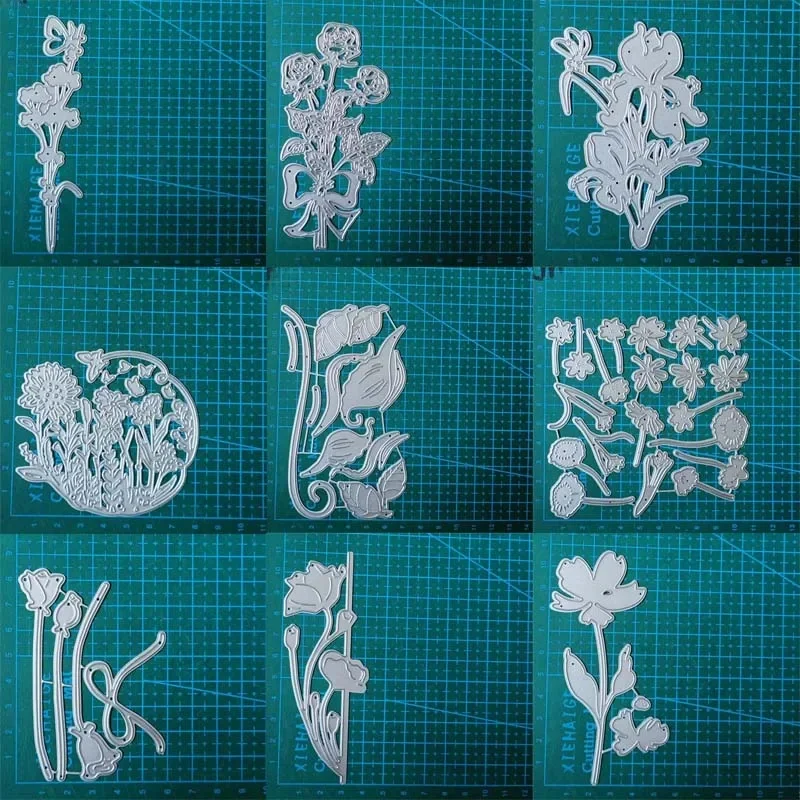Matrices de découpe en métal pour la décoration de scrapbooking, modèle de poinçon de lame de moule de couteau d'artisanat de papier, pochoirs de gaufrage de feuilles de fleurs