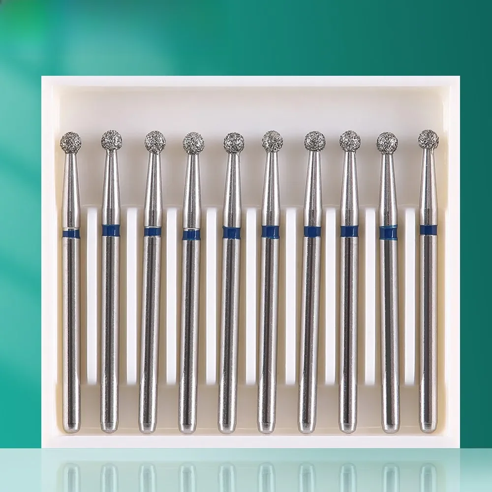 10 unidades/pacote azdent dental diamante burs broca bola tipo redondo 25mm fg 1.6mm para handpiece
