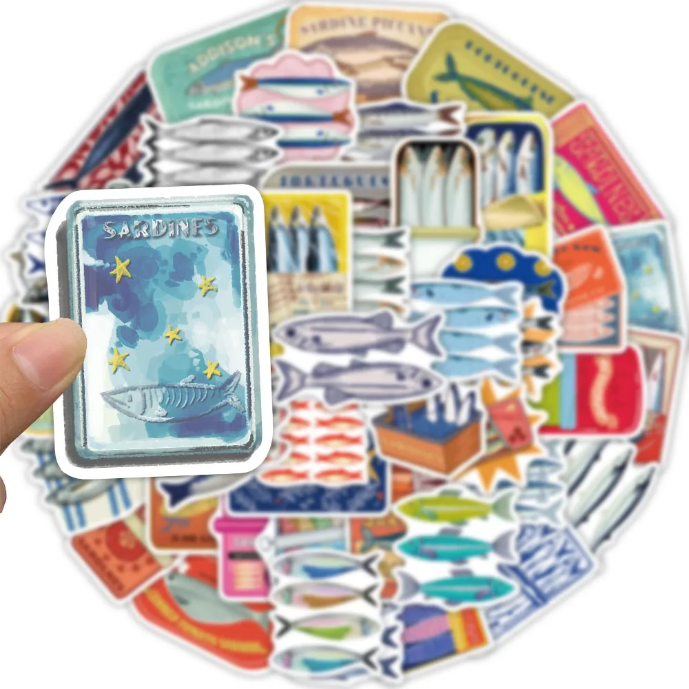 50 قطعة الكرتون ساردين الكتابة على الجدران ملصق الديكور الغيتار DIY بها بنفسك الكمبيوتر المحمول جراب هاتف جذع ملصق مضاد للمياه #3