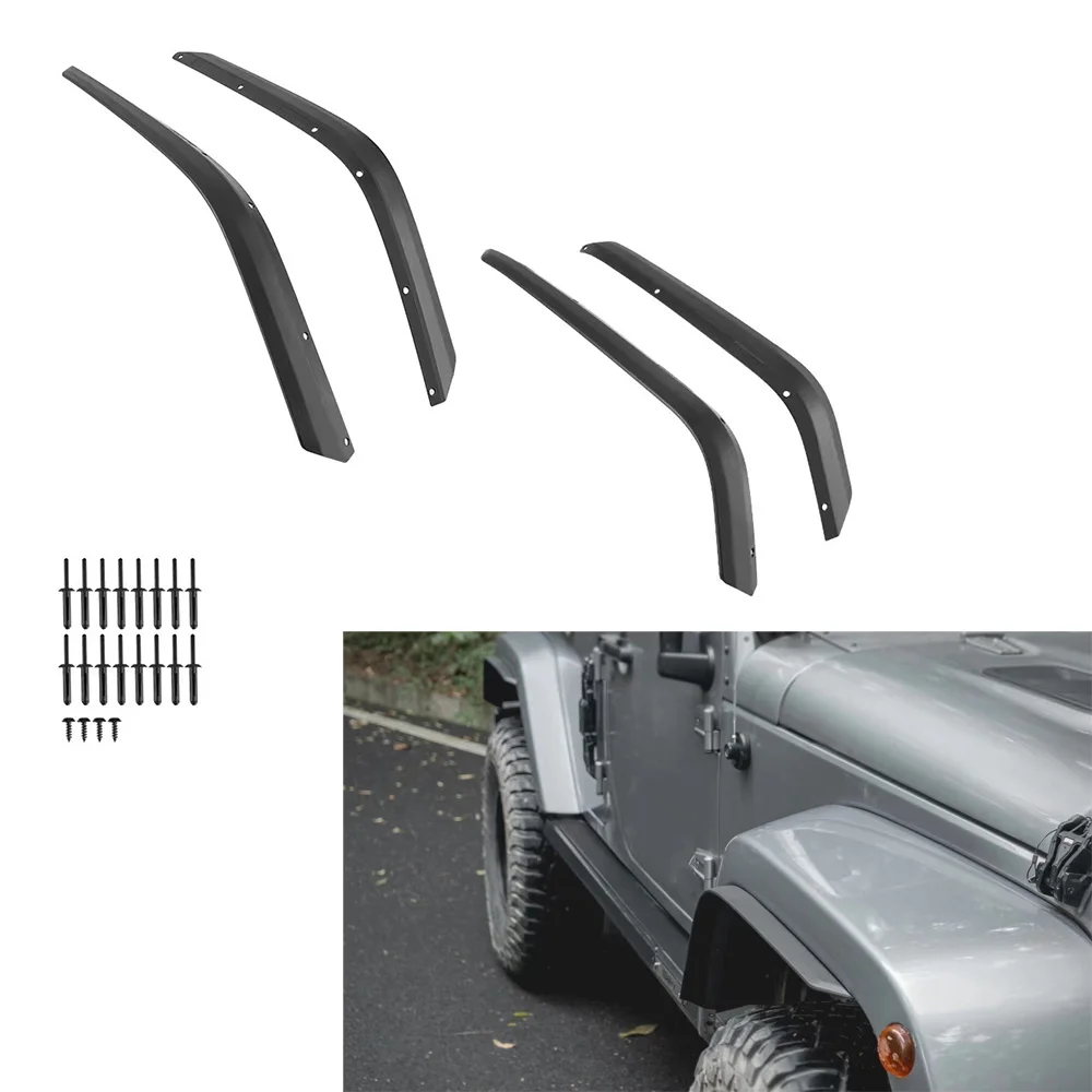 Front & Rear Fender Flares Extensions Set For Jeep Wrangler JK 2007-2017 Off-Road Protection Exterior Mudguard Modification