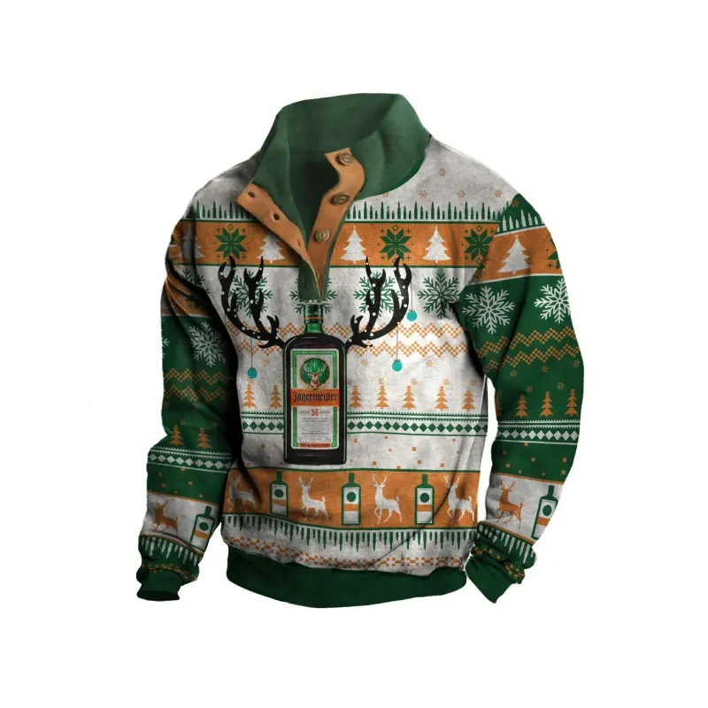 Unisex Christmas Print Crew Neck Ugly Christmas Sweatshirt