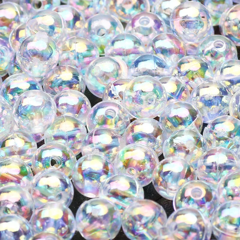 30-200 Stück 6 8 10 12 mm transparente AB-Acrylperlen, runde lose Distanzperlen für Schmuckherstellung, DIY-Armband, handgefertigte Accessoires
