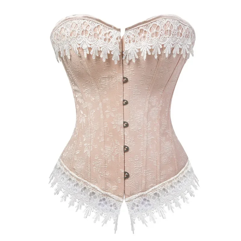 Corset Bustier avec garniture à lacets, Corsets en Satin, Costumes surbuste pour dames, haut victorien Sexy, Corsage rose d'halloween