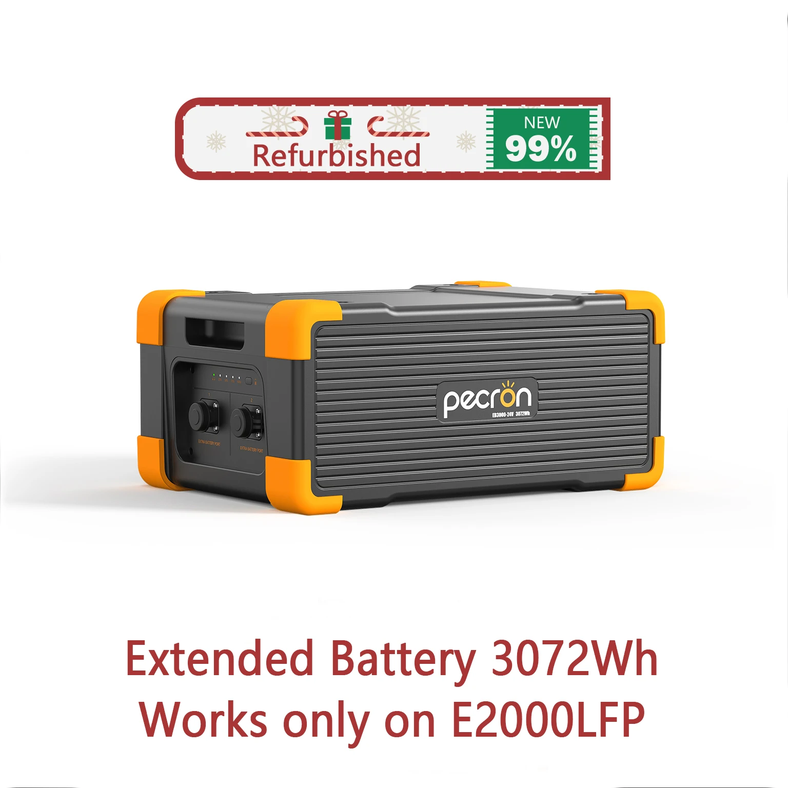 Bateria de expansão econômica EB3000-24V 3072Wh para estação de energia portátil E2000LFP, 100W USB-C e DC12V/30A LiFePO4